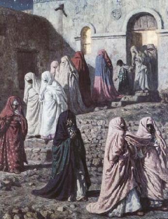 Etienne Dinet Musulmanes sortant d'une mosquee de village (mk32) oil painting picture